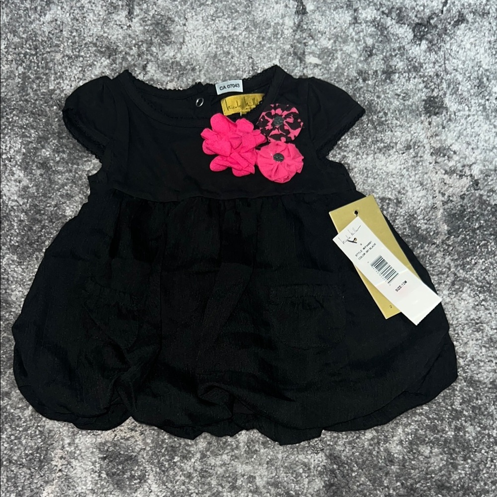 Nicole Miller Black and Pink 12 Months Old Baby Blouse